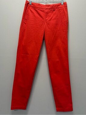 Vince Mid-Rise Red/Orange Cotton Trousers Dress Pant Size 2. Straight Leg Career